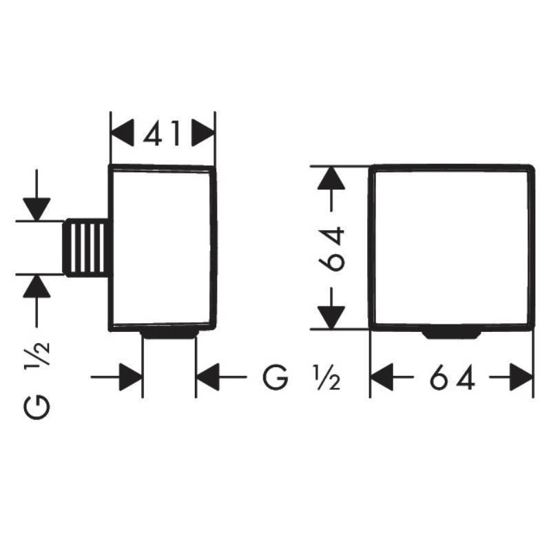 Шланговое подсоединение Hansgrohe FixFit Square с клапаном хром 26455000