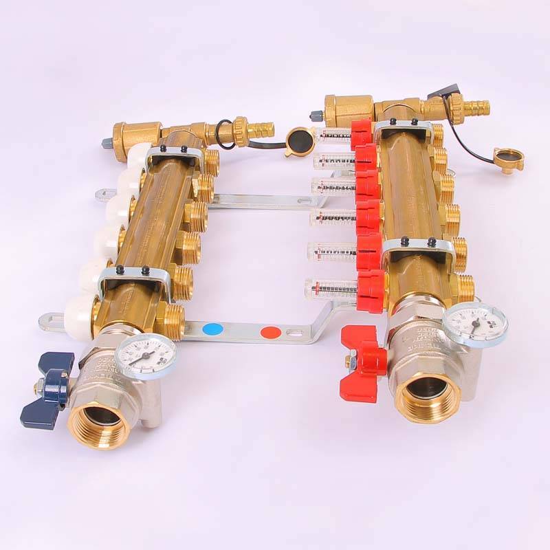 Коллекторная группа с термостатическими вентилями и расходомерами Tiemme 1x3/4 EK 6 выходов 3870002