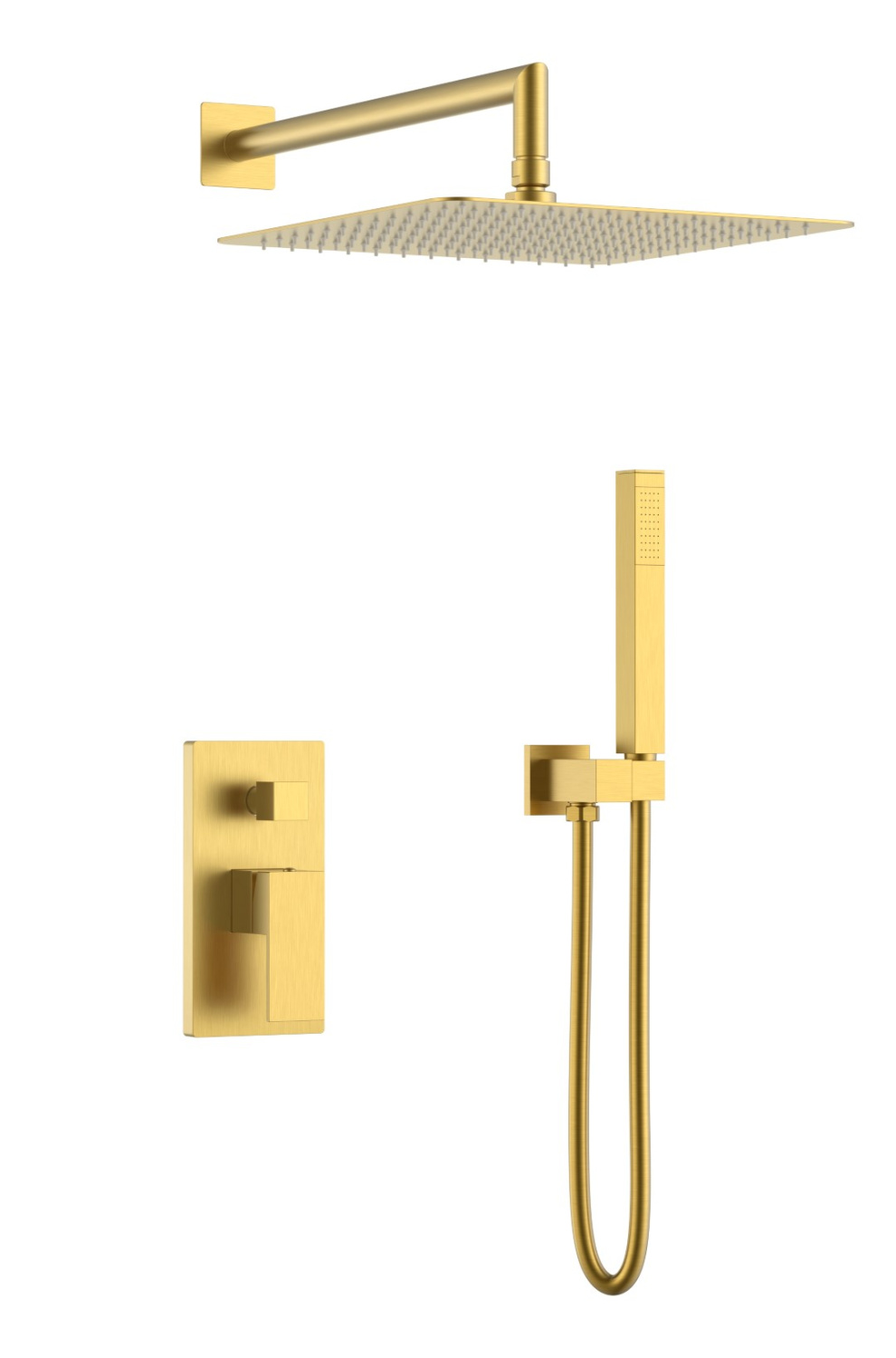 Душевой комплект встраиваемый Boheme Qubic со смесителем и верхним душем matt gold 474-3-MG