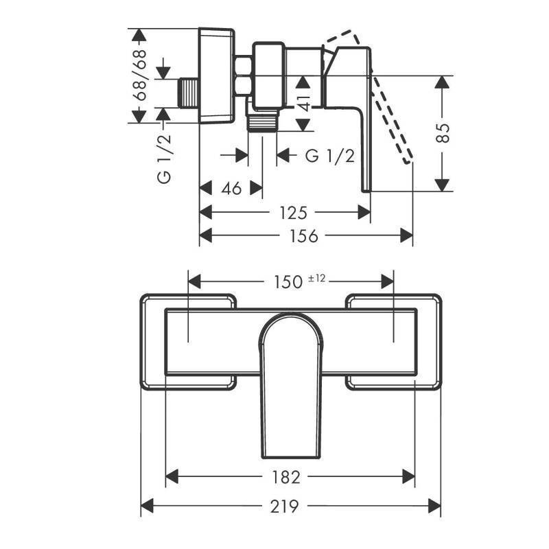 Смеситель для душа hansgrohe Vernis Shape внешнего монтажа матовый черный 71650670