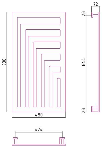 Полотенцесушитель электрический Сунержа Космополит 48x90 см левый алюминий 70-0861-9048