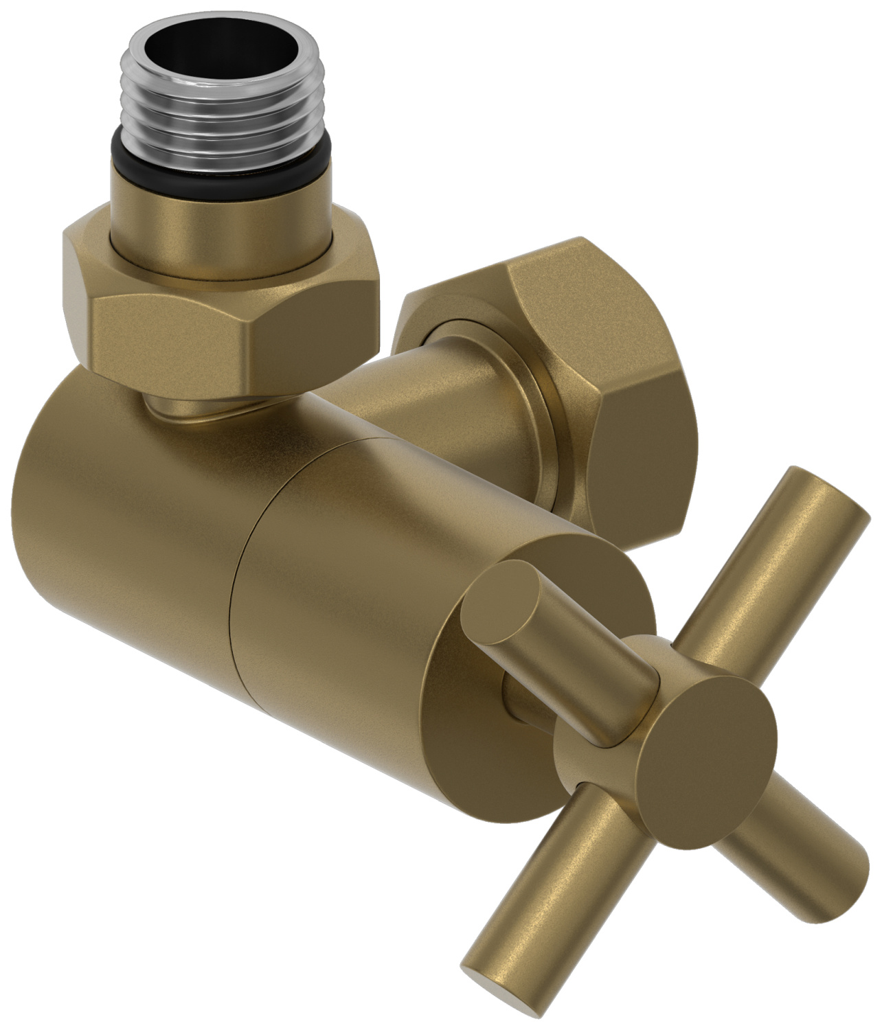 Вентиль регулирующий 3D левый Сунержа Крест G 1/2 x G 3/4 золотой шёлк матовый 32-1410-1234