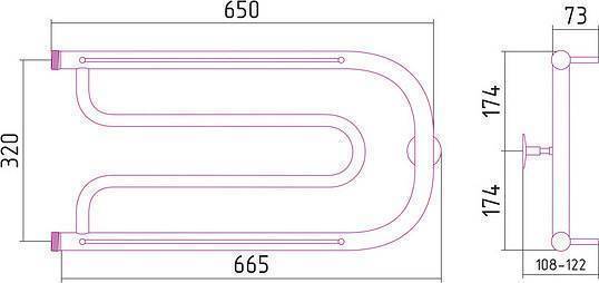 Полотенцесушитель водяной Стилье Дуэт 65x34.8 см без покрытия 00015-3265