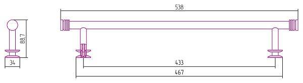Полка прямая Сунержа 53,8x8,9x3,4 см золото 03-2012-0470