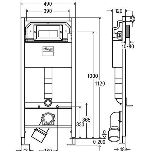 Комплект инсталляции для унитаза Viega Prevista Dry 1120 мм с кнопкой Visign for Life 6 хром 792824