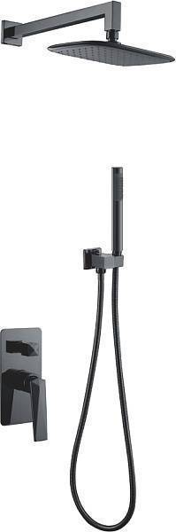 Душевая система Boheme Venturo встраиваемая со смесителем верхним и ручным душем темная сталь 374-SGM