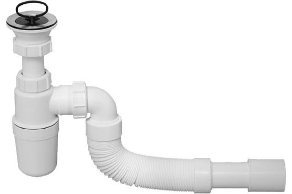 Сифон McAlpine бутылочный 1 1/2 x 32 мм с выпуском 70 мм и гибким отводом MRSK9