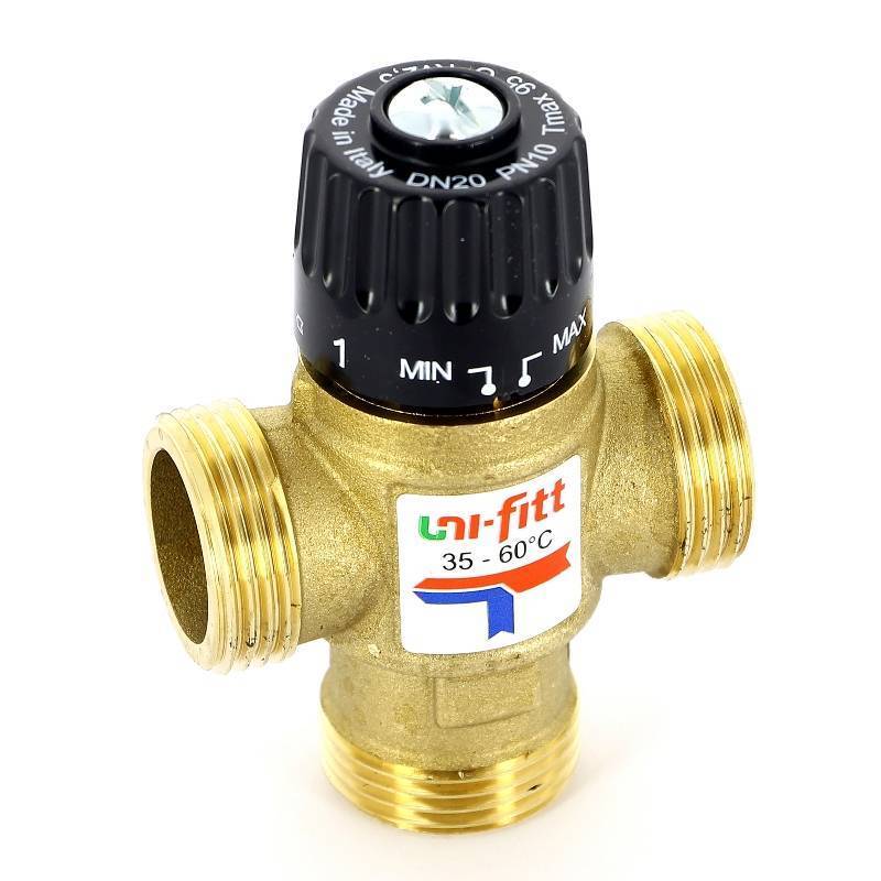 Клапан термосмесительный Uni-Fitt 1 35-60°C Kvs 2.5 боковое смешение 351G3540