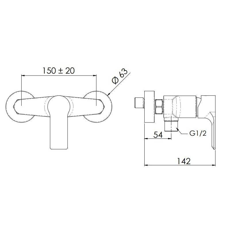 Смеситель для душа Remer Energy внешнего монтажа хром EY33