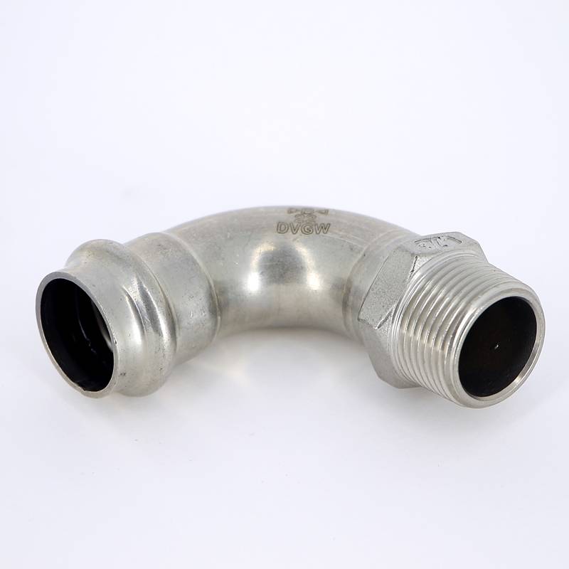 Угольник переходной пресс IBP >B< Press Inox 22х1/2 НР нержавеющая сталь PS4001G0220600