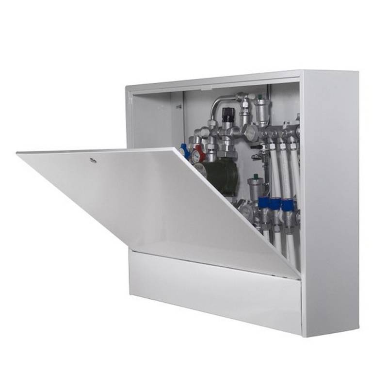 Шкаф коллекторный накладной глубокий Uni-Fitt ШРН-4-180 850х650х180 мм с внутренней дверцей серый 481G4000 RAL 7035