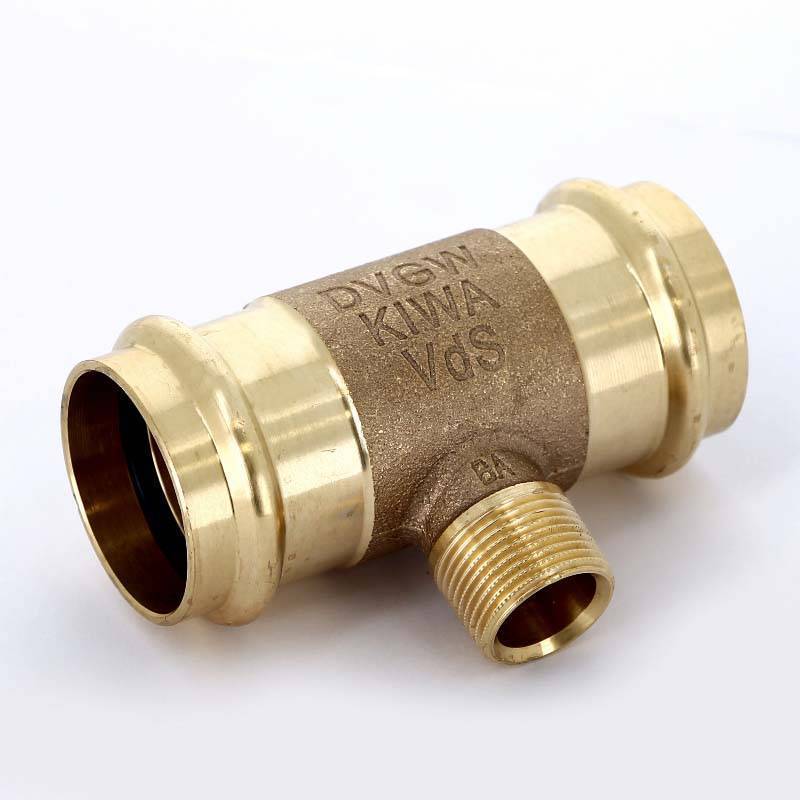 Тройник пресс с наружной резьбой Viega Sanpress 42х3/4х42 бронза 273231