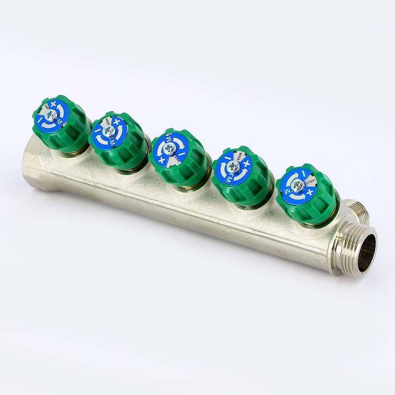 Коллектор с вентилями Tiemme 3/4 5 выходов 1/2 36 мм 1840008