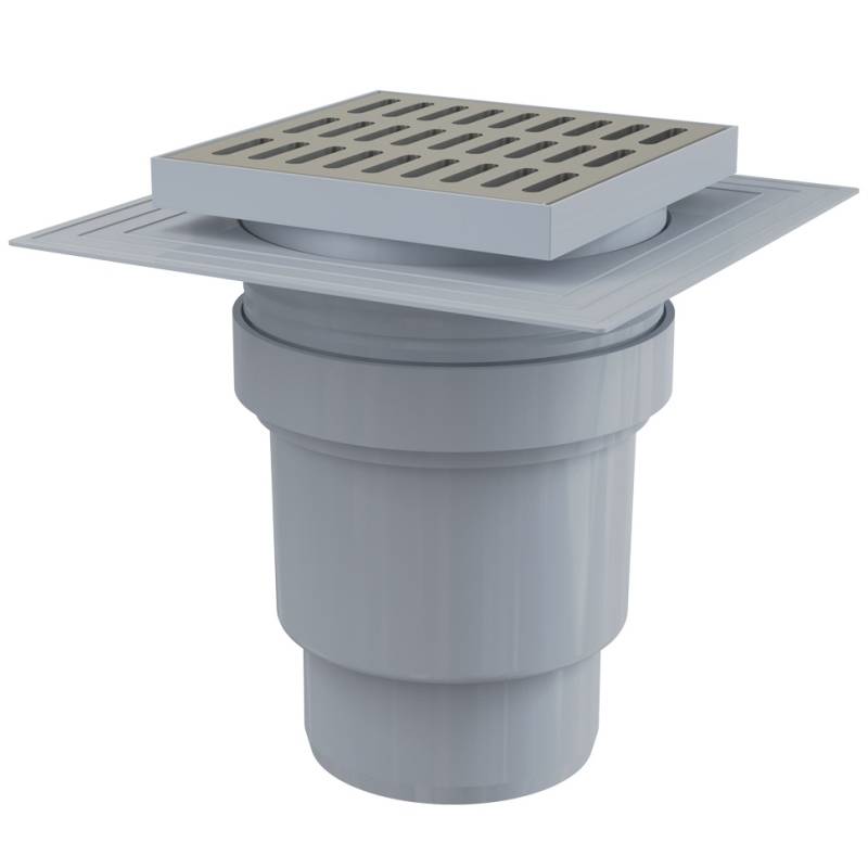 Трап для душа Alca 150х150 мм вертикальный выпуск 110 мм нержавеющая сталь APV13