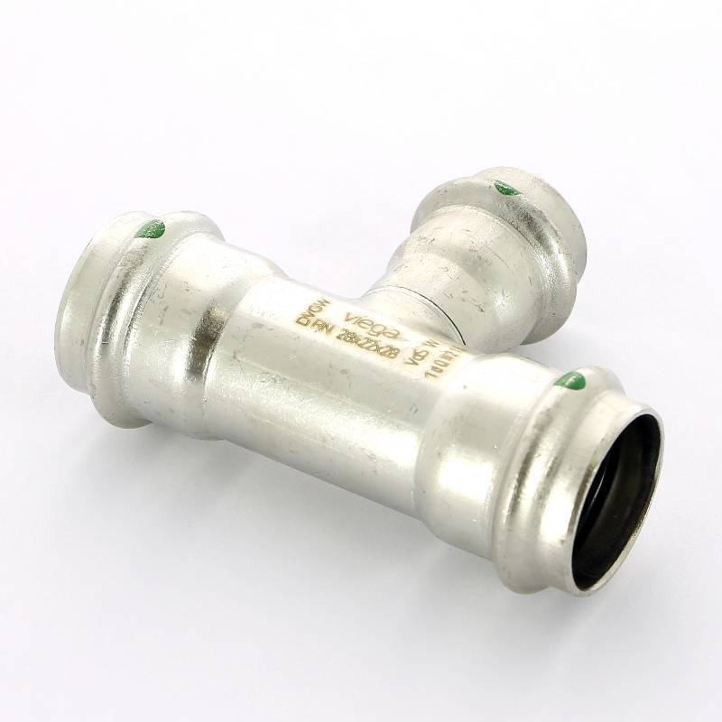 Тройник пресс Viega Sanpress Inox 28x22x28 мм нержавеющая сталь 435974