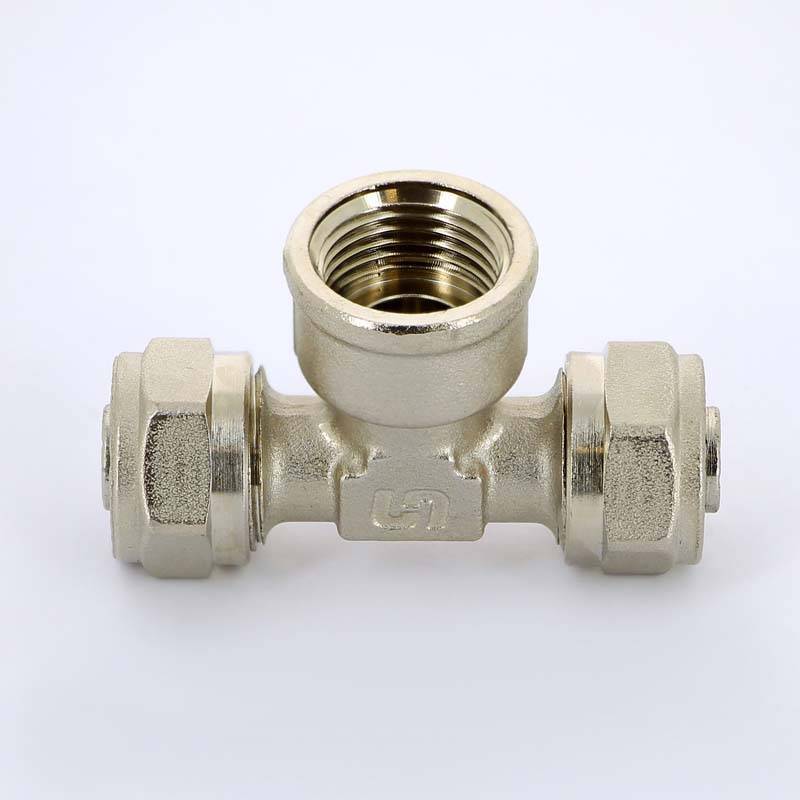 Тройник обжимной Uni-Fitt никелированный 16х1/2х16 ВР 667N6260