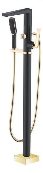 Смеситель напольный для ванны с душем Boheme Venturo черный матовый/золото матовое 389-B