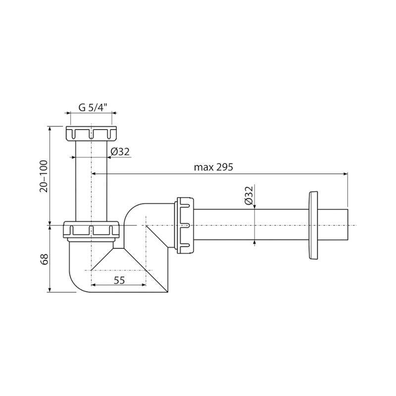 Сифон для умывальника и биде Alcaplast A45F-DN32 32 мм