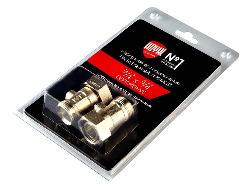 Набор для нижнего подключения радиатора Royal Thermo прямой раздельный 3/4x3/4 EK RTE 07.0001