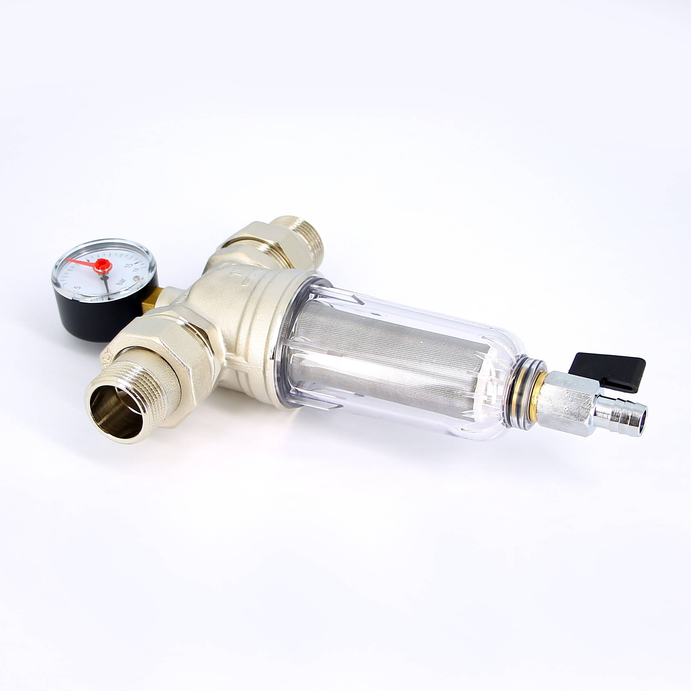 Фильтр промывной с манометром Tiemme 3/4 пластиковая колба 3130006