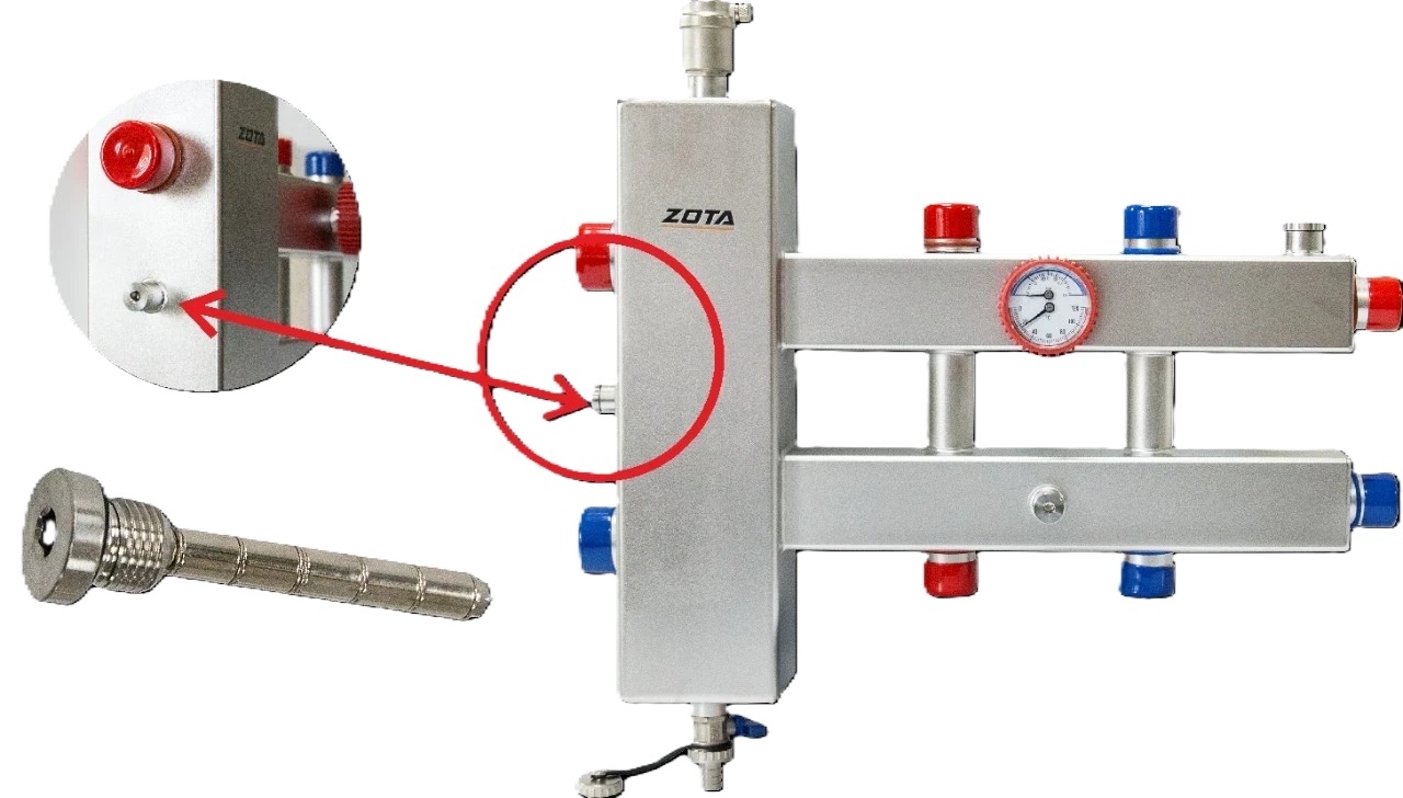 Гидроразделитель из нержавеющей стали с коллектором ZOTA горизонтальный двухсторонний 3 контура GR4930001223