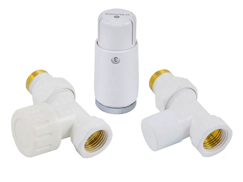 Комплект подключения радиаторный прямой Schlosser STANDARD MINI 1/2 с термоголовкой MINI DIAMANT M30x1.5 белый 602200056