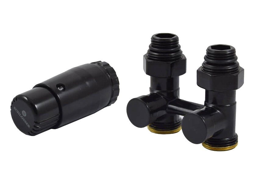 Комплект узла нижнего подключения Schlosser Standard прямой 3/4 с термоголовкой M30x1.5 RAL 9005 600800066