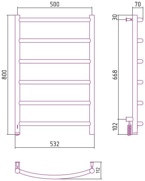 Полотенцесушитель электрический Сунержа Галант 4.0 800x500 мм левый темный титан муар 15-0830-8050
