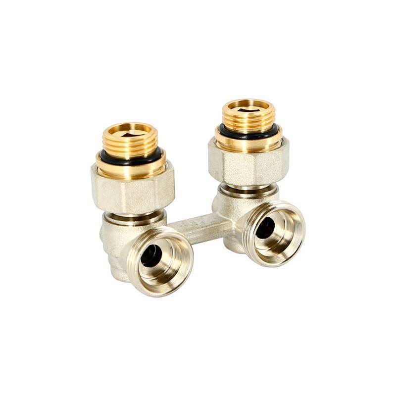 Узел радиаторный угловой Uni-Fitt 1/2 x 3/4 EK с вентилями и ниппелями 193N3020