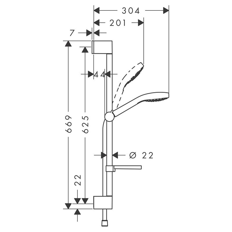 Душевой гарнитур Hansgrohe Croma Select E Vario со штангой 65 см и мыльницей белый/хром 26586400