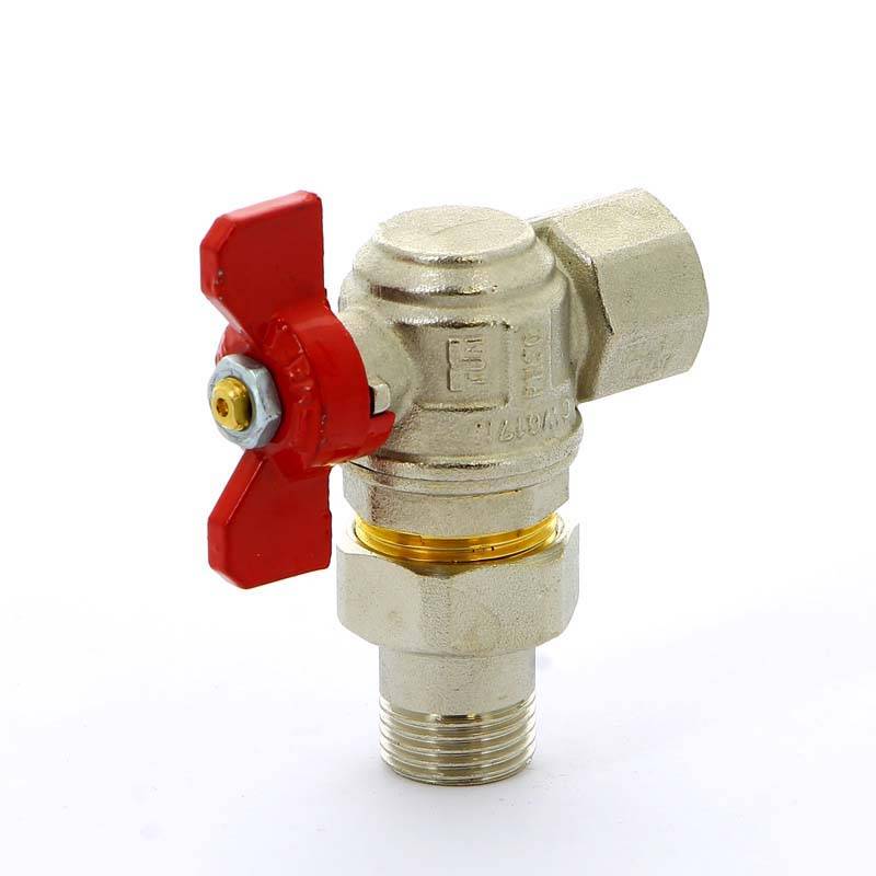 Кран шаровой Tiemme угловой НВ с разъемным соединением для коллектора бабочка 1/2 2120008