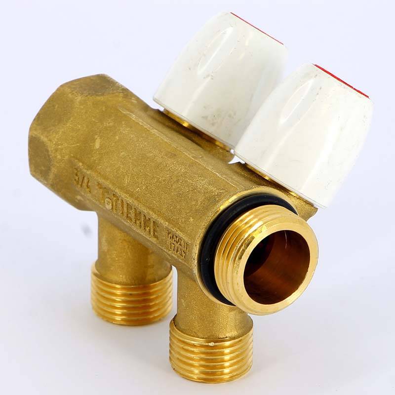 Коллектор с вентилями Tiemme 3/4х1/2 2 выхода 36 мм 1860036