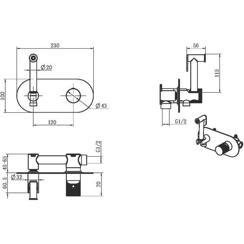 Гигиенический душ со смесителем Boheme Stick хром 127-CRCR.2