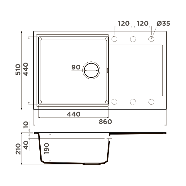 Кухонная мойка Omoikiri Daisen 86-BL Artgranit 86x50 см черный 4993700