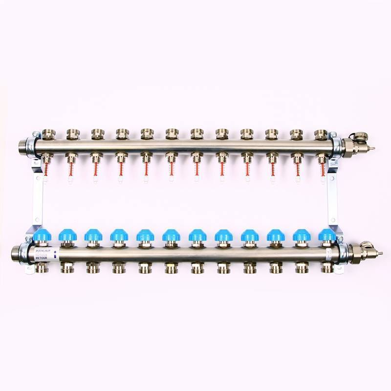 Коллекторная группа Uni-Fitt 1 x 3/4 12 выходов с расходомерами и термостатическими вентилями 455W4312