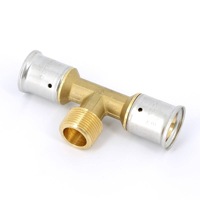 Тройник пресс латунный HENCO с наружной резьбой 26x3/4x26 14P-260526