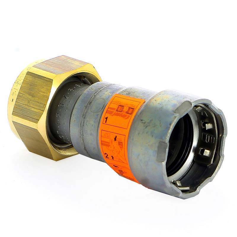 Муфта переходная пресс-В Viega Megapress с накидной гайкой 1/2х3/4 оцинкованная сталь 718886