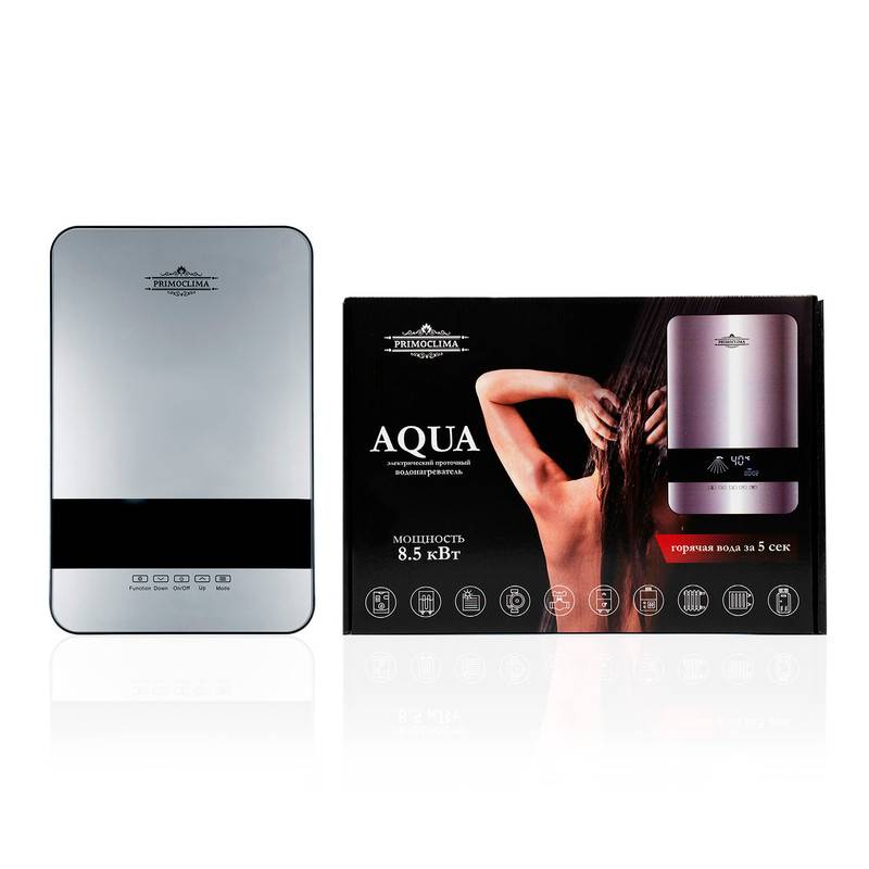 Водонагреватель электрический проточный PrimoClima AQUA 8.5 кВт серебристый PC AQUA 8.5 (S)