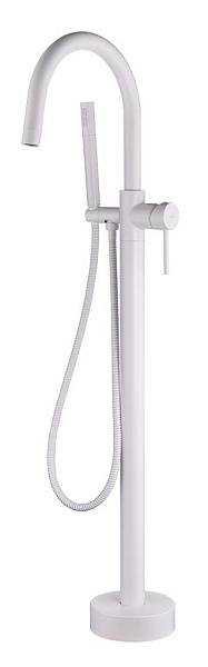 Смеситель напольный для ванны Boheme Uno с душем белый матовый 469-MW
