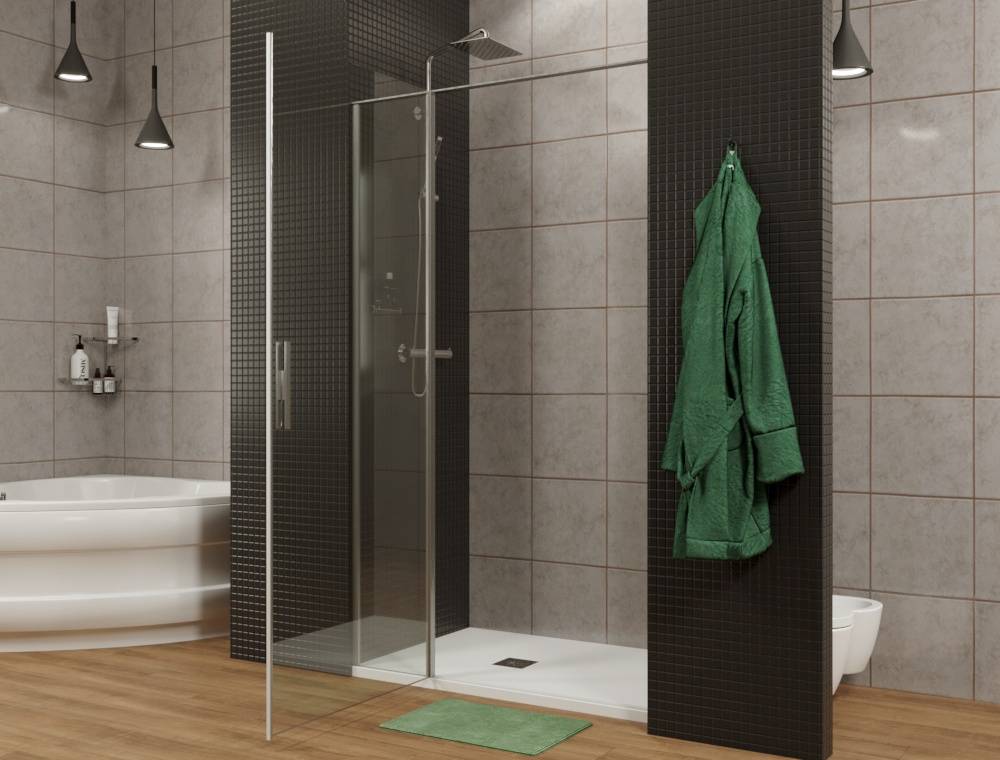 Душевая дверь Allen Brau Priority 160x200 см черный стекло прозрачное 8 мм 3.31039.BBA