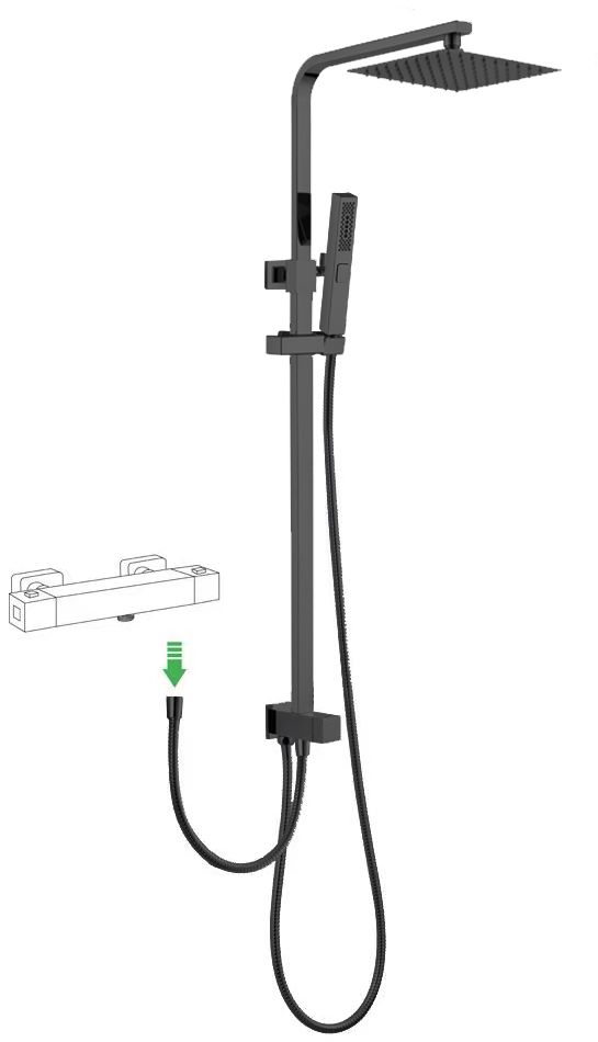 Душевая стойка с верхним душем Allen Brau Infinity 3 режима черный матовый 5.21031-31