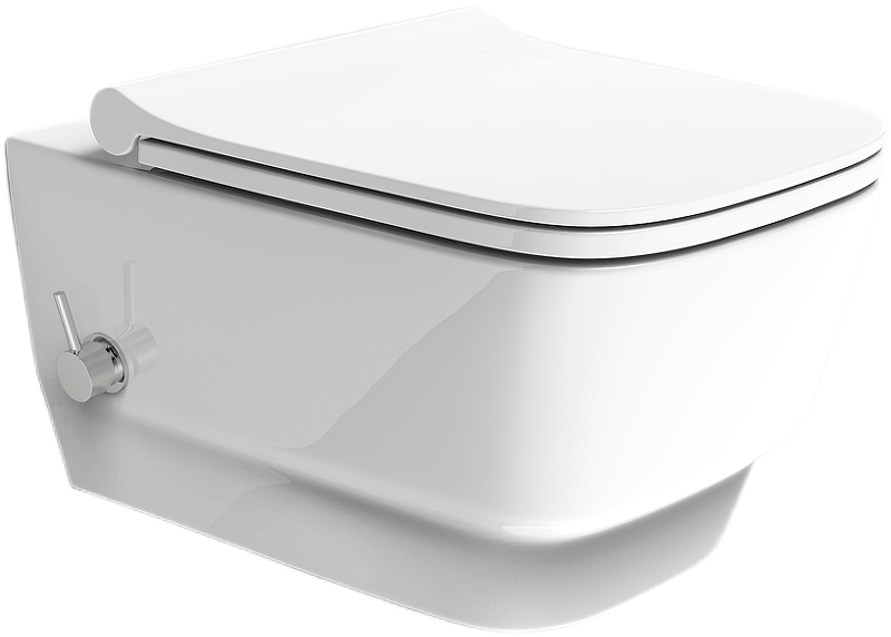Унитаз подвесной Boheme Bello безободковый с функцией биде 35,5х53 см белый глянцевый 971-2-W