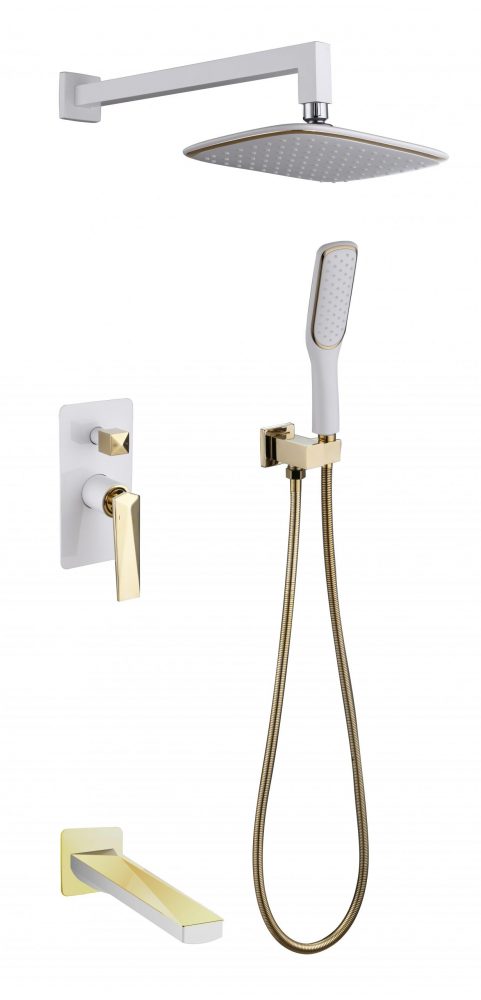Душевой комплект встраиваемый Boheme Venturo белый/золото 384-W-2