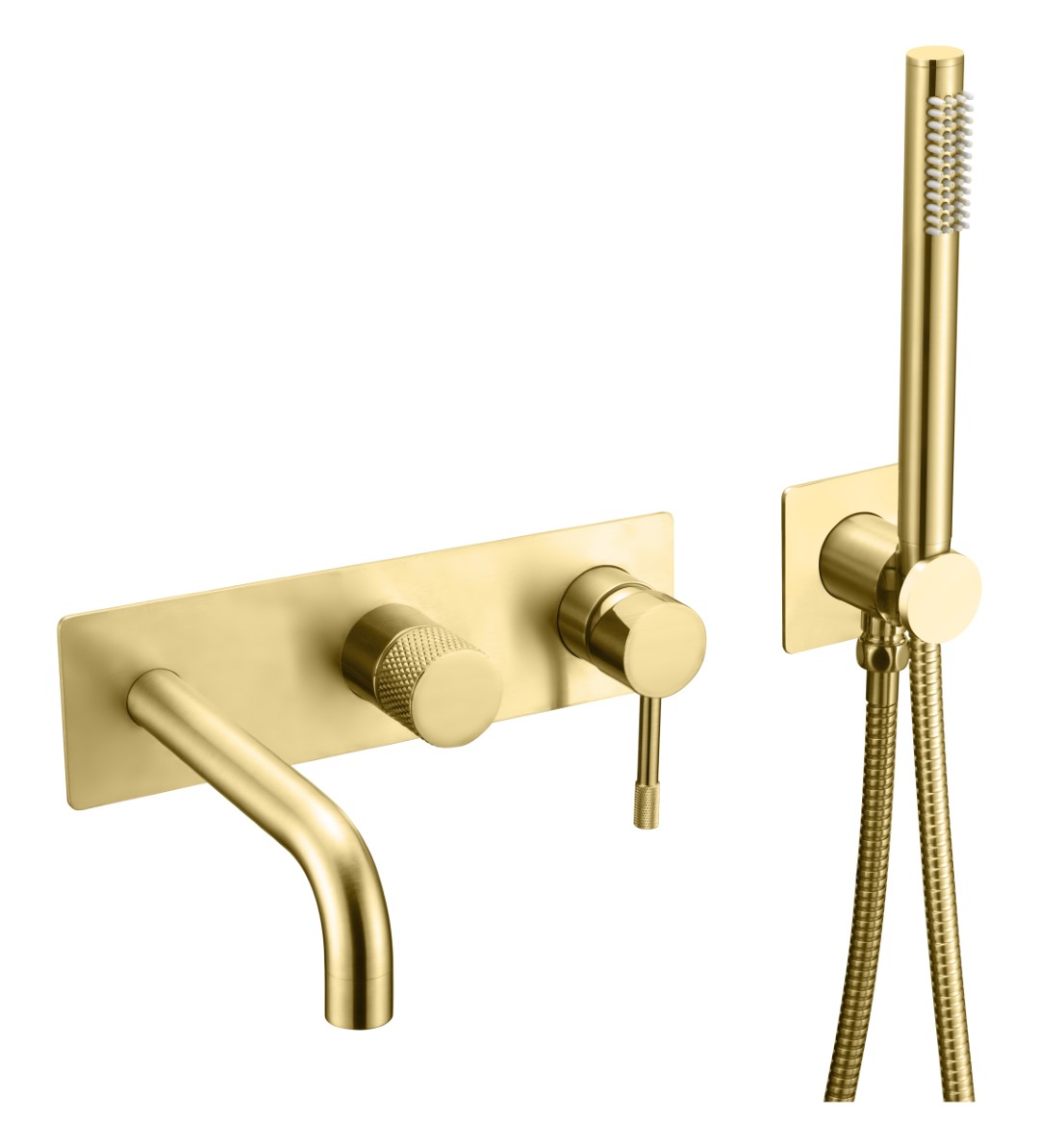 Смеситель на борт ванны Boheme Uno на 4 отверстия с ручным душем gold 464-3-G