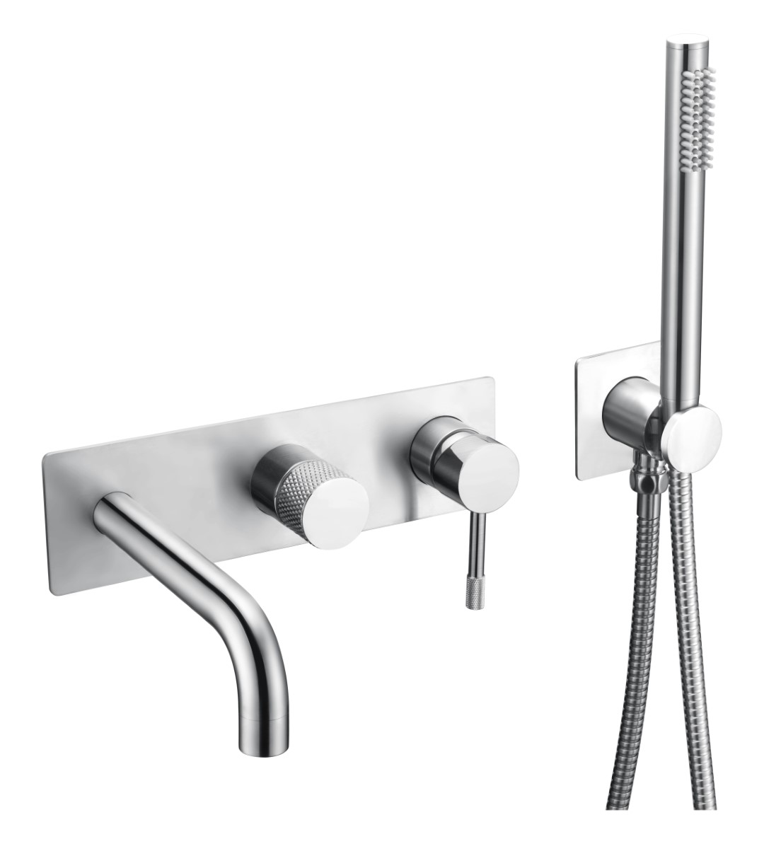 Смеситель на борт ванны Boheme Uno на 4 отверстия с ручным душем chrome 464-3-CR