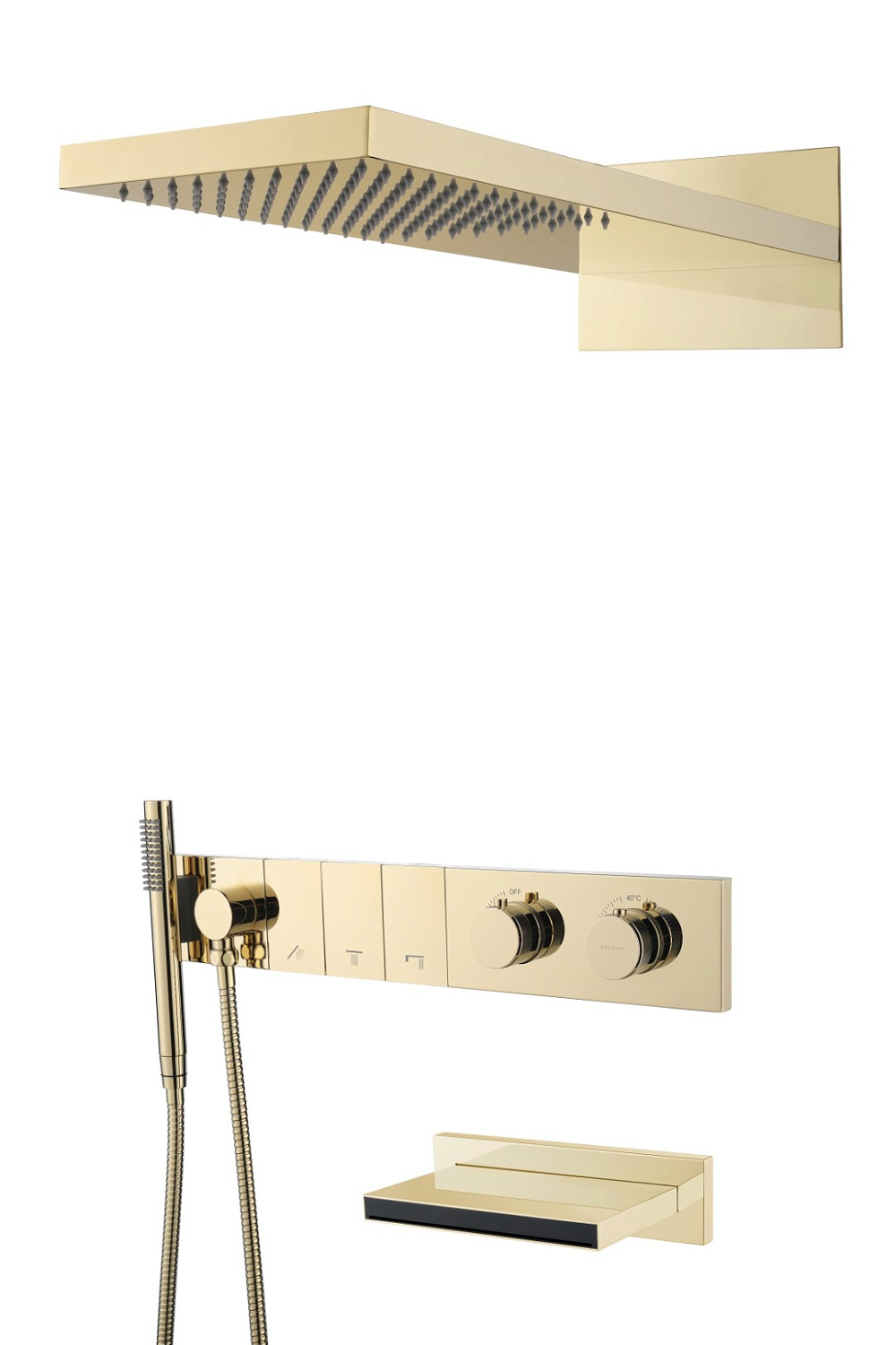 Душевой комплект с термостатом Boheme Zodiac трехпозиционный золото 133-2-G