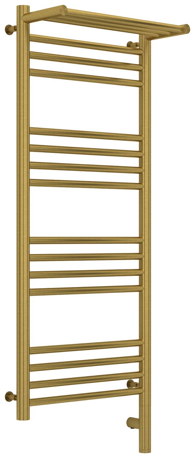 Полотенцесушитель электрический Сунержа Богема 3.0 с 1 полкой 432x1124 мм правый состаренная латунь 051-5807-1040