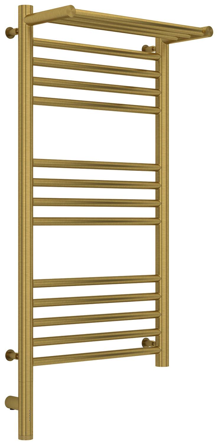 Полотенцесушитель электрический Сунержа Богема 3.0 с 1 полкой 432x924 мм левый состаренная латунь 051-5806-8040