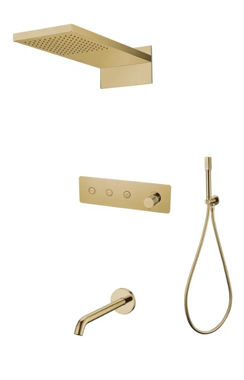 Душевой комплект встраиваемый Boheme Fusion смеситель излив верхний и ручной душ матовое золото 130-2-MG