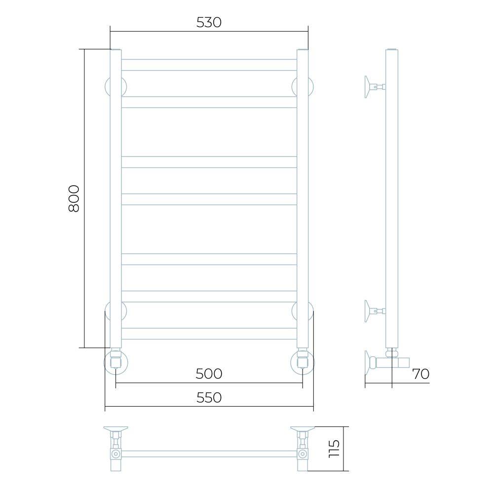 Полотенцесушитель водяной Larusso Солар П7 500x800 мм 8492
